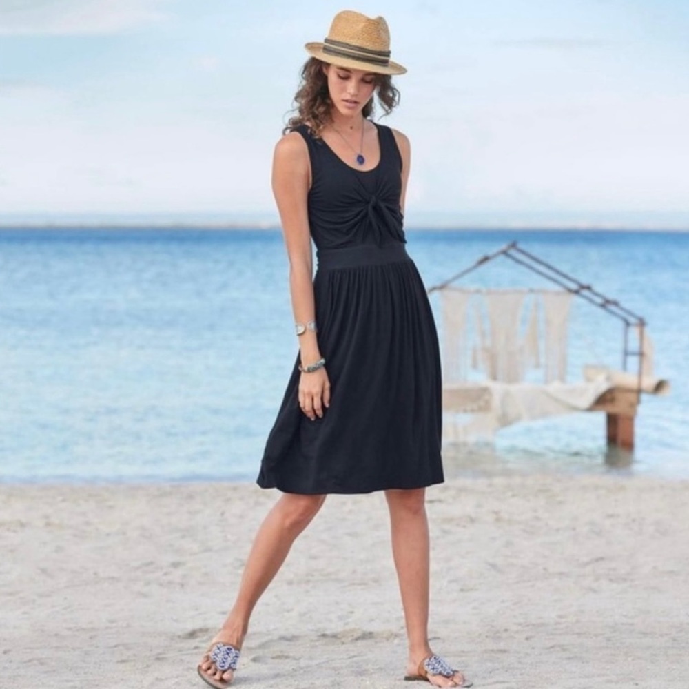 Sundance | Easy Travel Days Sleeveless Front Tie Black Midi Dress | XS